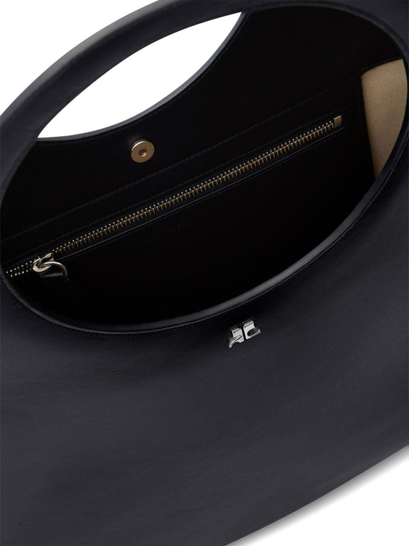 Courrèges Grained Black Calf Leather Handbag