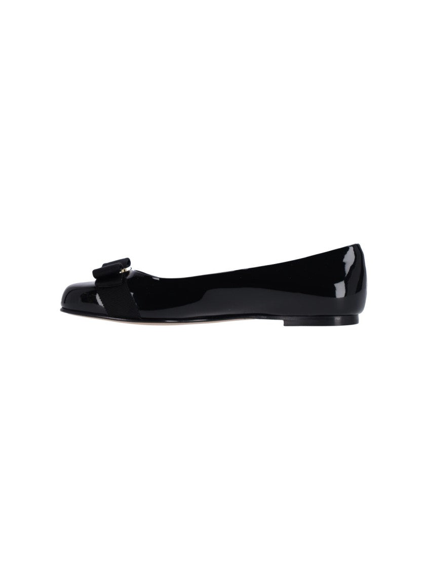 Ferragamo Slip-On Ballerina Flats With Bow Accent