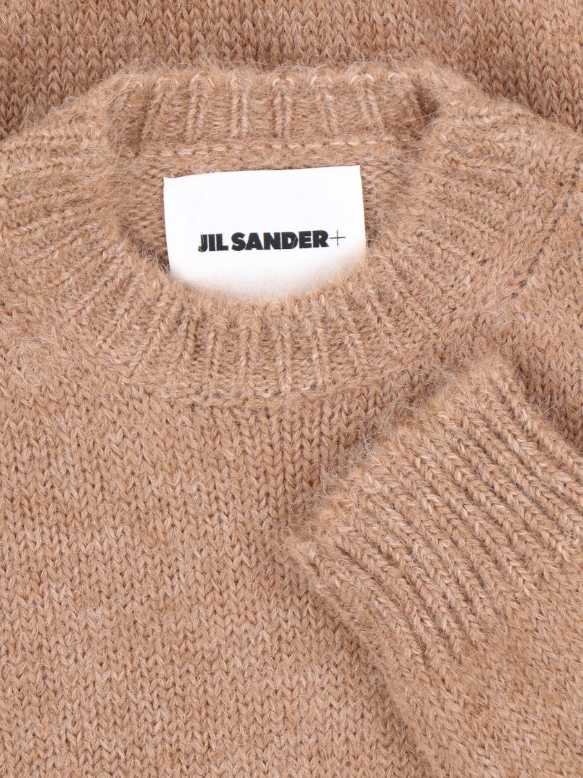 Jil Sander Brown Alpaca-Wool Blend Crewneck Sweater With Ribbed Cuffs