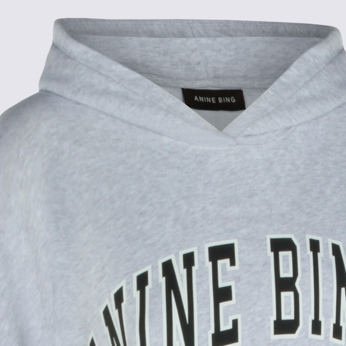 Anine Bing Heathered Light Grey Relaxed Fit Hoodie With Bold Lettering