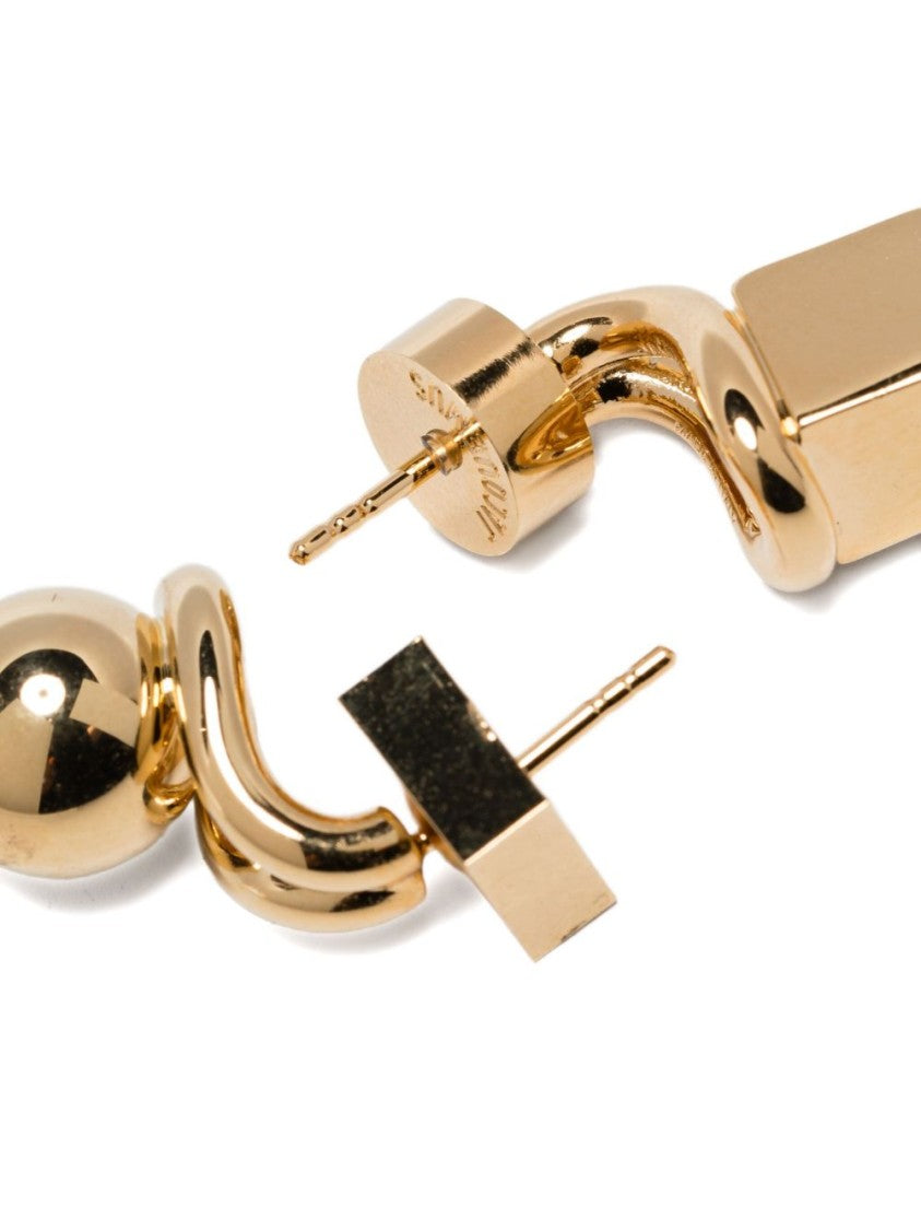 Jacquemus Sculptural Brass Earrings With Geometric Design