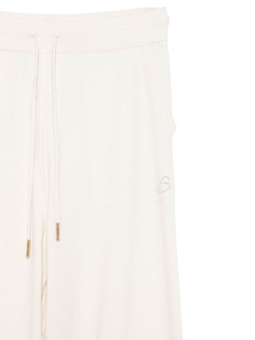 Blugirl Wide-Leg White Trousers With Elastic Waistband
