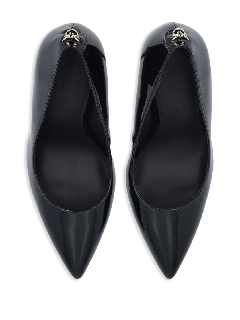 Pinko Black Juliette Glossy Stiletto Pointed-Toe Pumps
