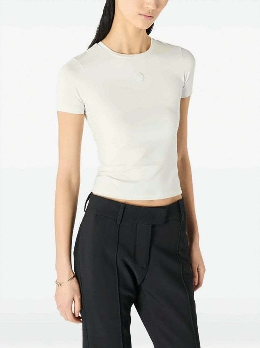 Marine Serre Short-Sleeve Top With Crescent Moon Pattern
