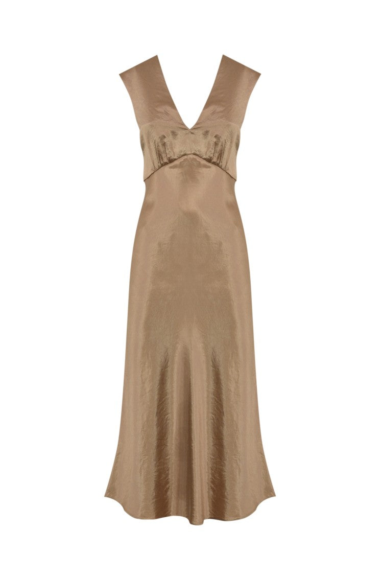 Max Mara Brown Midi Dress With Open-Back Design