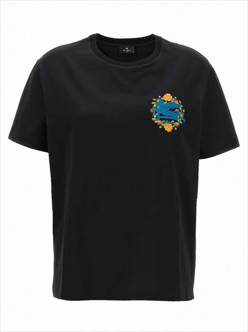 Etro Embroidered Black Cropped T-Shirt