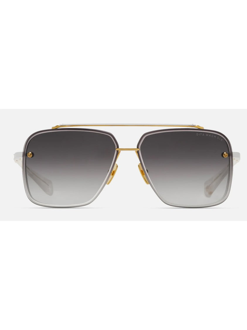 Dita Angular Grey Frame Gradient Sunglasses With Metallic Temples
