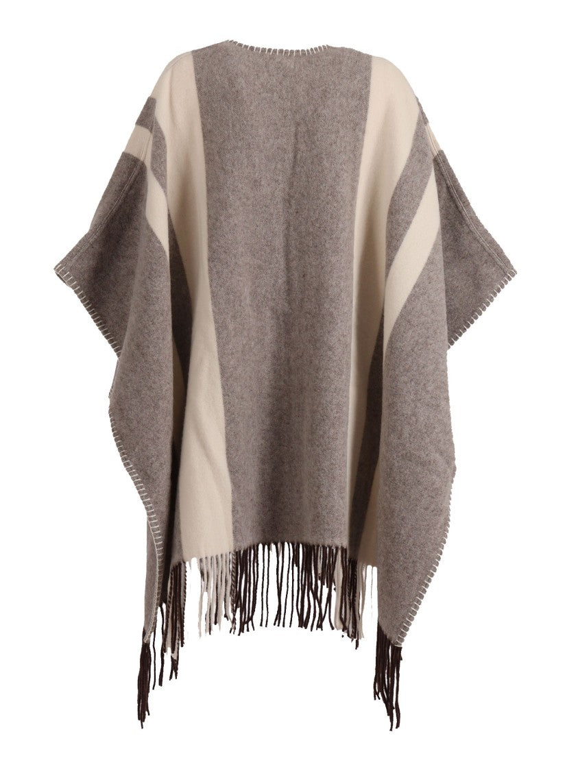 Fay Wool-Blend Poncho With Hook Closure