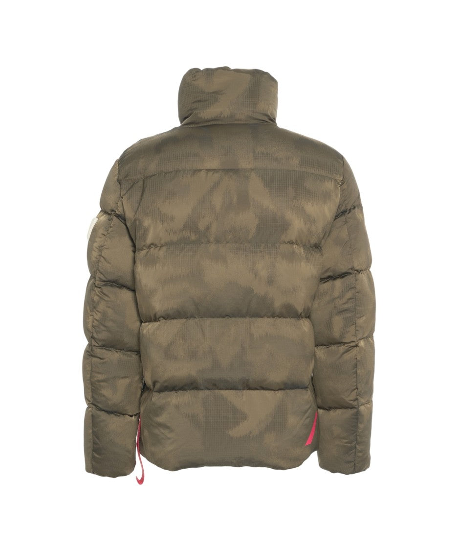 After Label Quilted High Collar Puffer Jacket With Snap Button Closure
