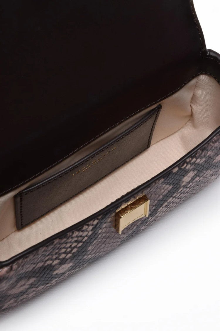 Tory Burch Britten Snake Embossed Mini Handbag - Brown/Beige