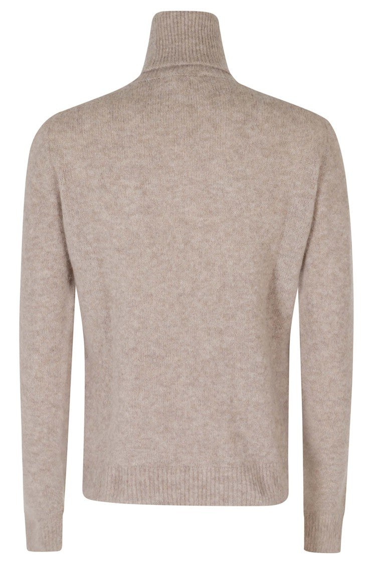 Roberto Collina Beige Long-Sleeve Cashmere-Blend Turtleneck