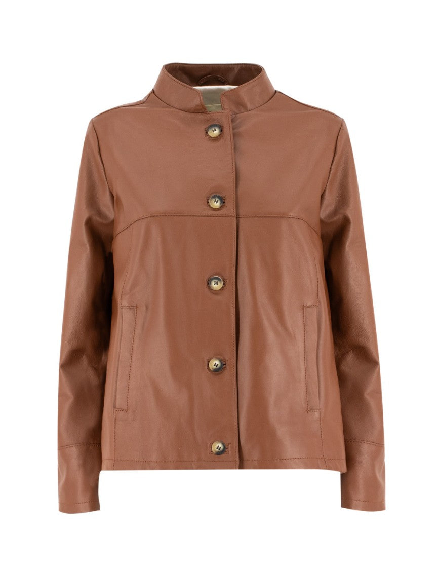 Mono Brick Leather Jacket With Tailored Silhouette