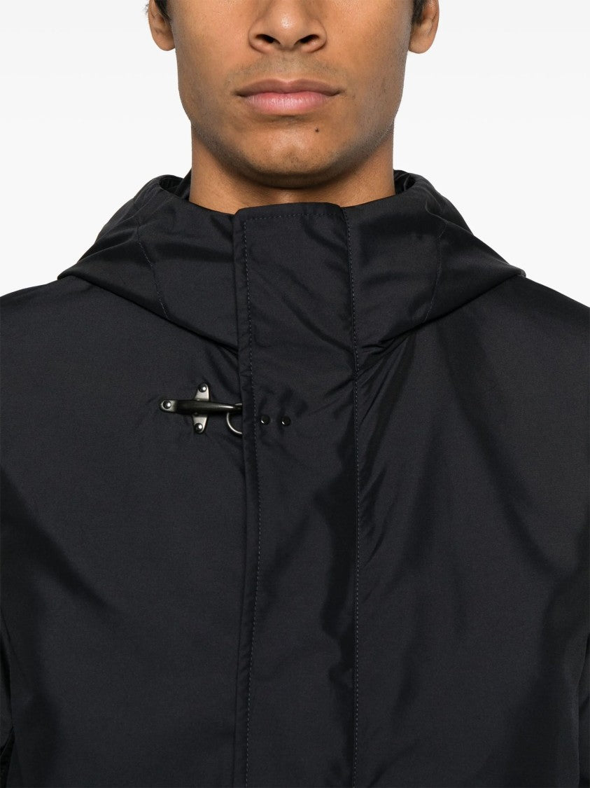 Fay Hooded Black Jacket With Toggle Closure