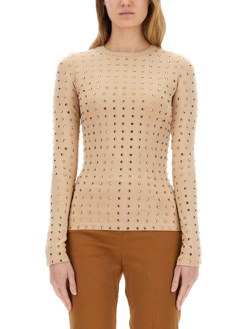 Sportmax Fitted Crystal-Embellished Long-Sleeve Top