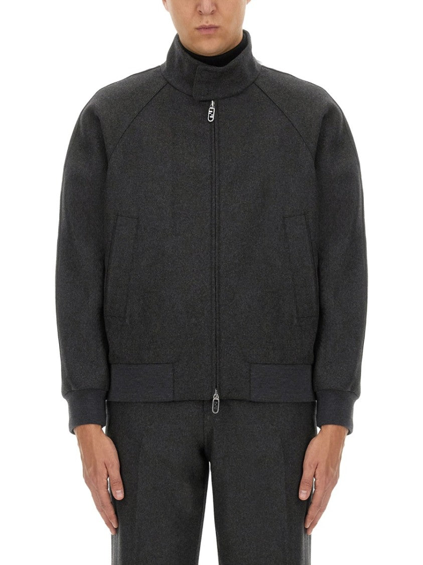 Fendi Cashmere Blouson With High Collar