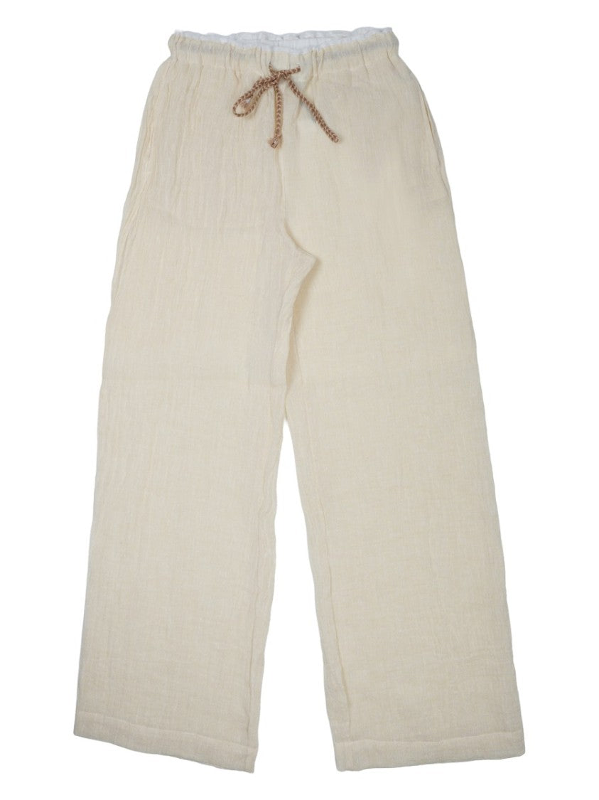 120% Lino Neutrals Linen Blend Wide Leg Pants
