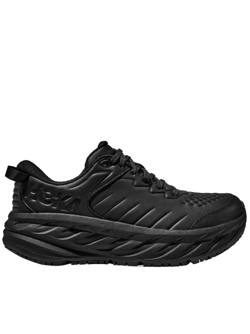 Hoka Black Cushioning Shoes With Wave-Pattern Sole And Comfort Features