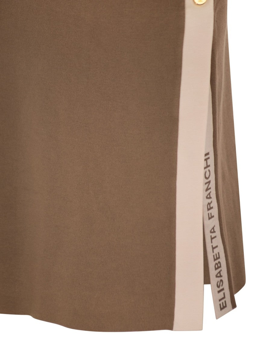 Elisabetta Franchi Midi Skirt With Shiny Viscose Bands