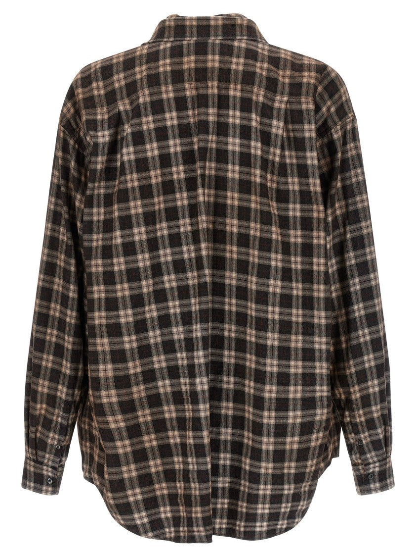 Dsquared2 All-Over Check Patterned Cotton Shirt With Removable Bandana