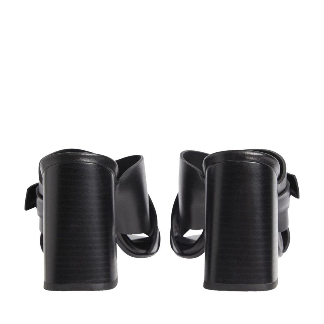 Calvin Klein X Slide Black Metallic Accent Leather Sandals