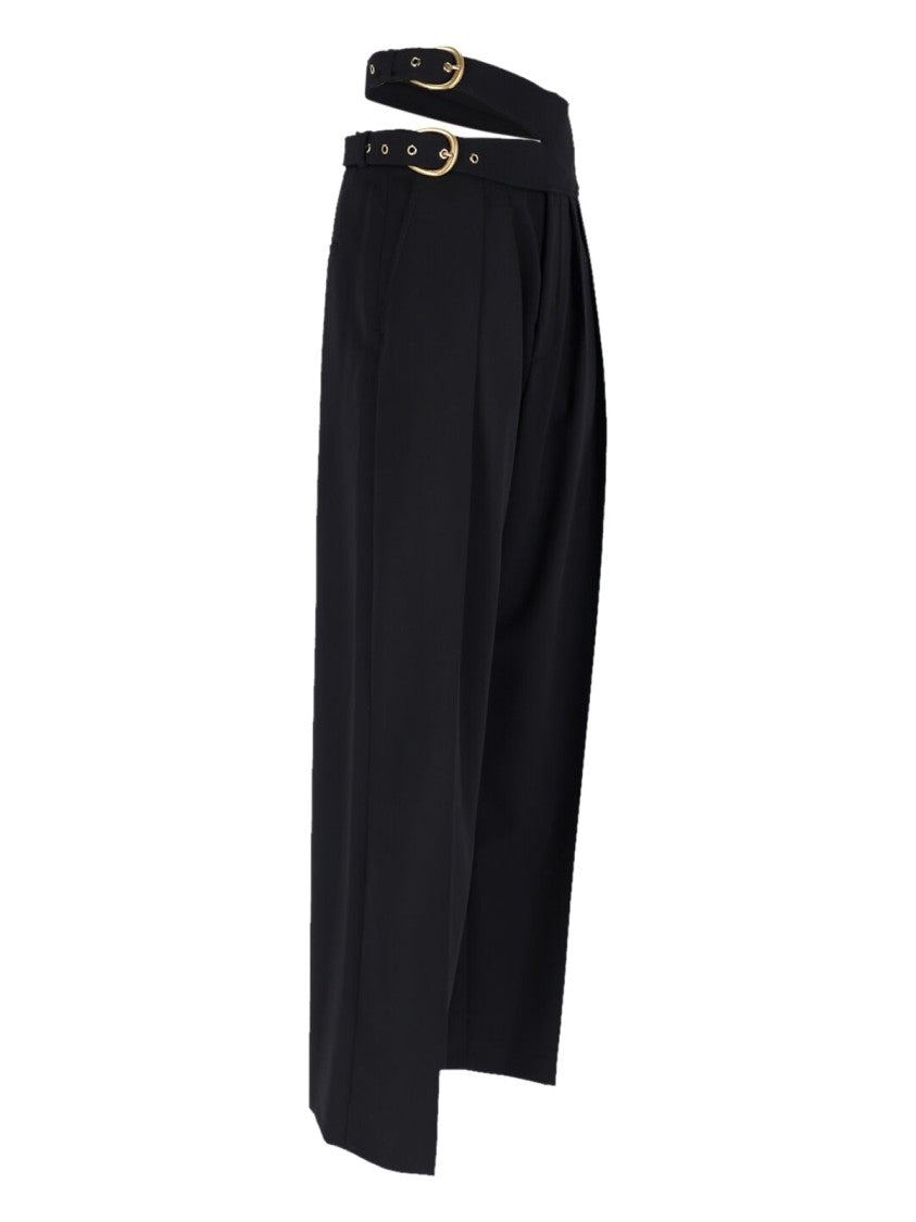 Chloé Cut-Out Trousers In Black Virgin Wool