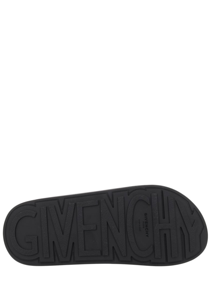 Givenchy Minimalist Black Slide Sandals With Contrasting Label