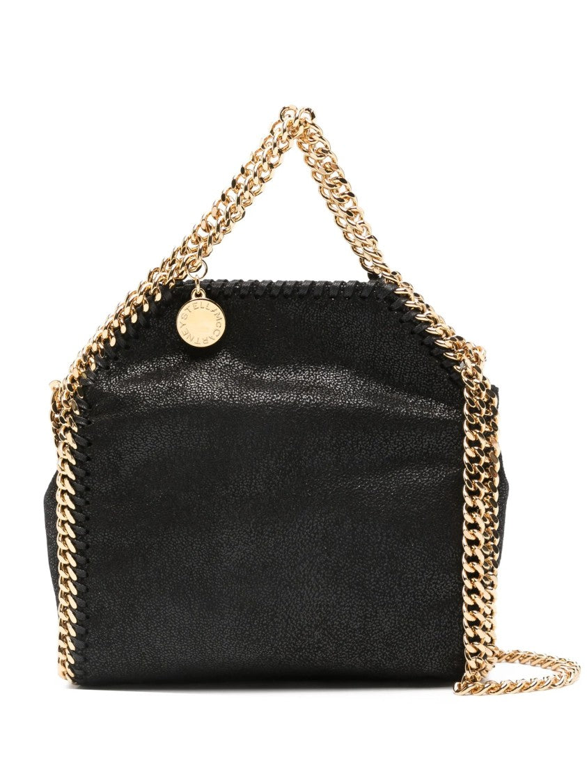 Stella Mccartney Textured Black Tiny Bag With Chain Trim
