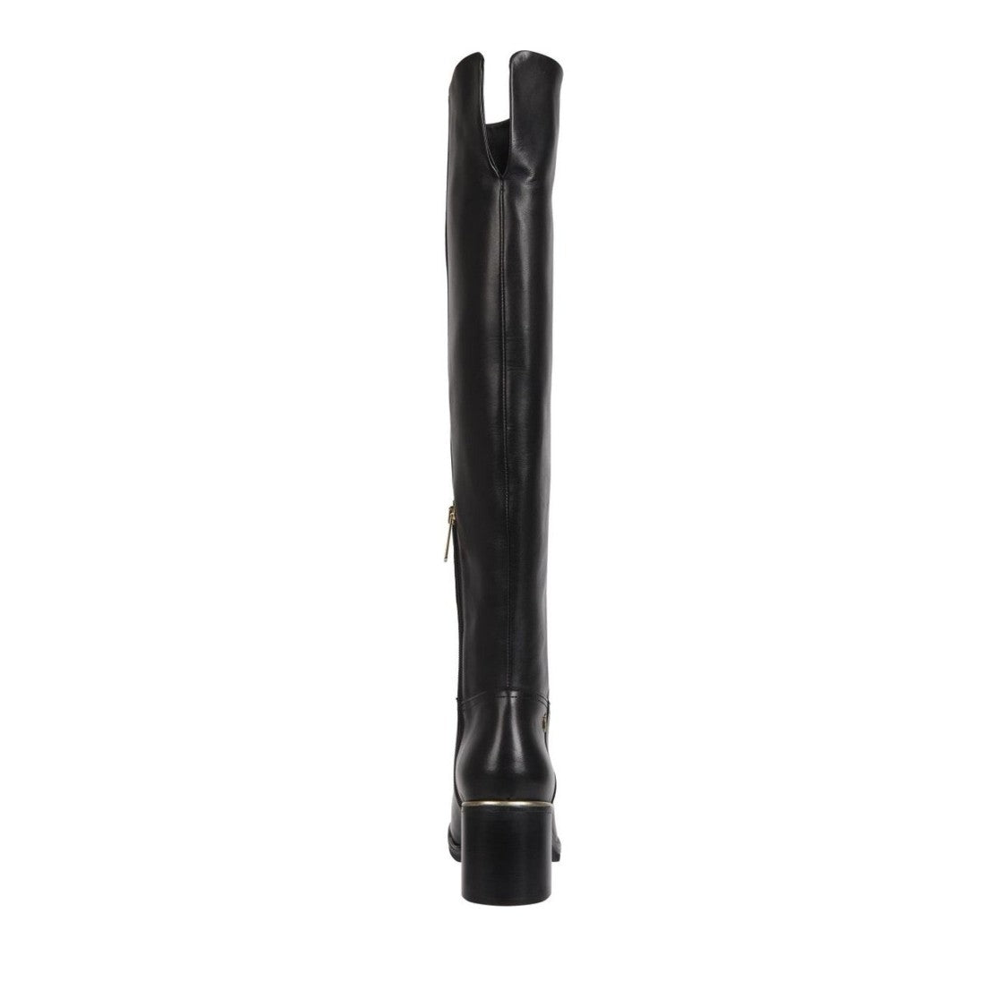 Tommy Hilfiger Black Leather Overknee Low Heel Boots