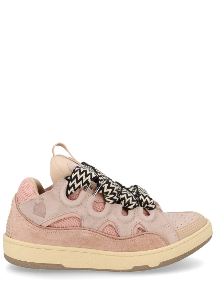 Lanvin Pink Curb Zigzag Pattern Laces Sneakers