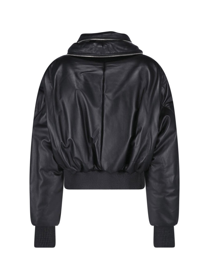 Givenchy Black Lamb Nappa Leather Zip Bomber Jacket