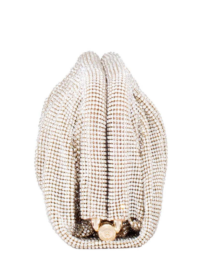 Benedetta Bruzziches Aluminum Mesh Clutch Bag With Rhinestone Accents