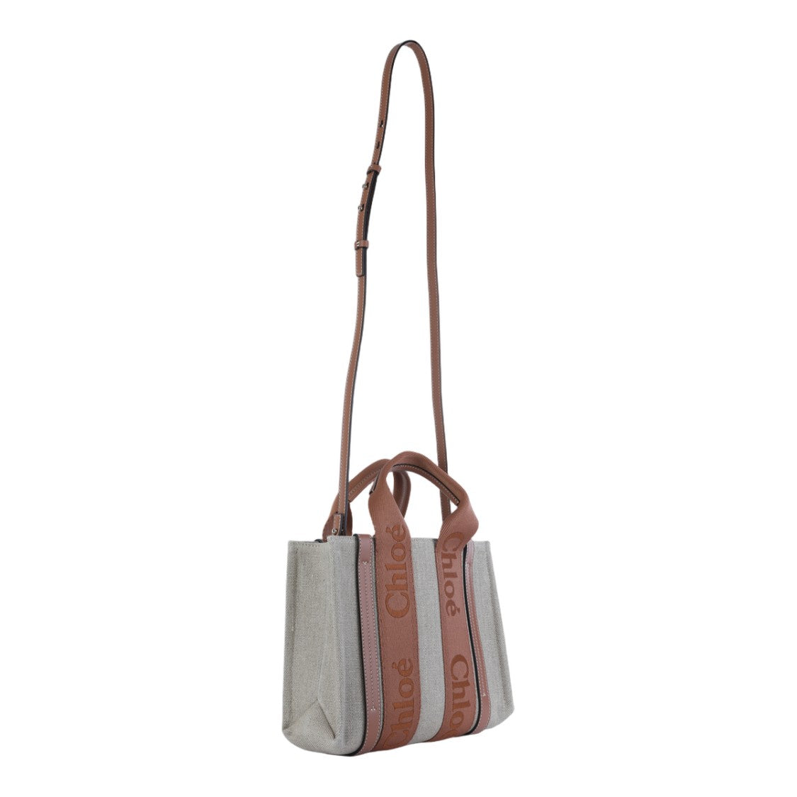 Chloé Textured Grey Tote Bag With Embroidered Straps