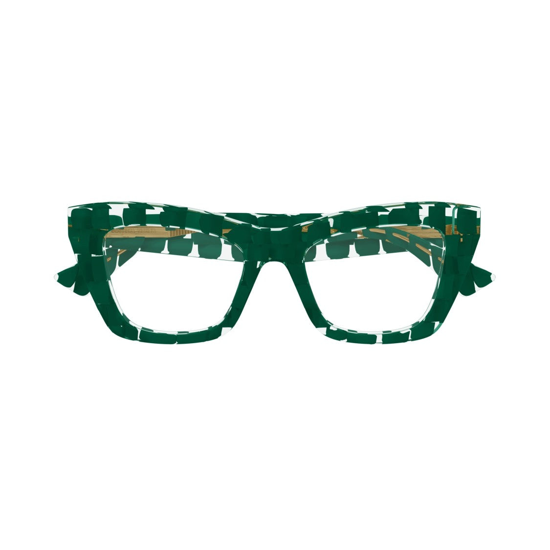 Bottega Veneta Bv1215o Checkered Eyeglasses With Gold Accents