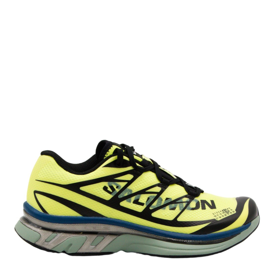 Mm6 By Maison Margiela X Salomon Neon Yellow Mesh Sneakers With Geometric Overlays