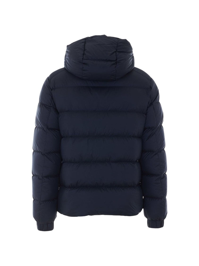 Add Dark Black Quilted Hooded Polyester Down Jacket