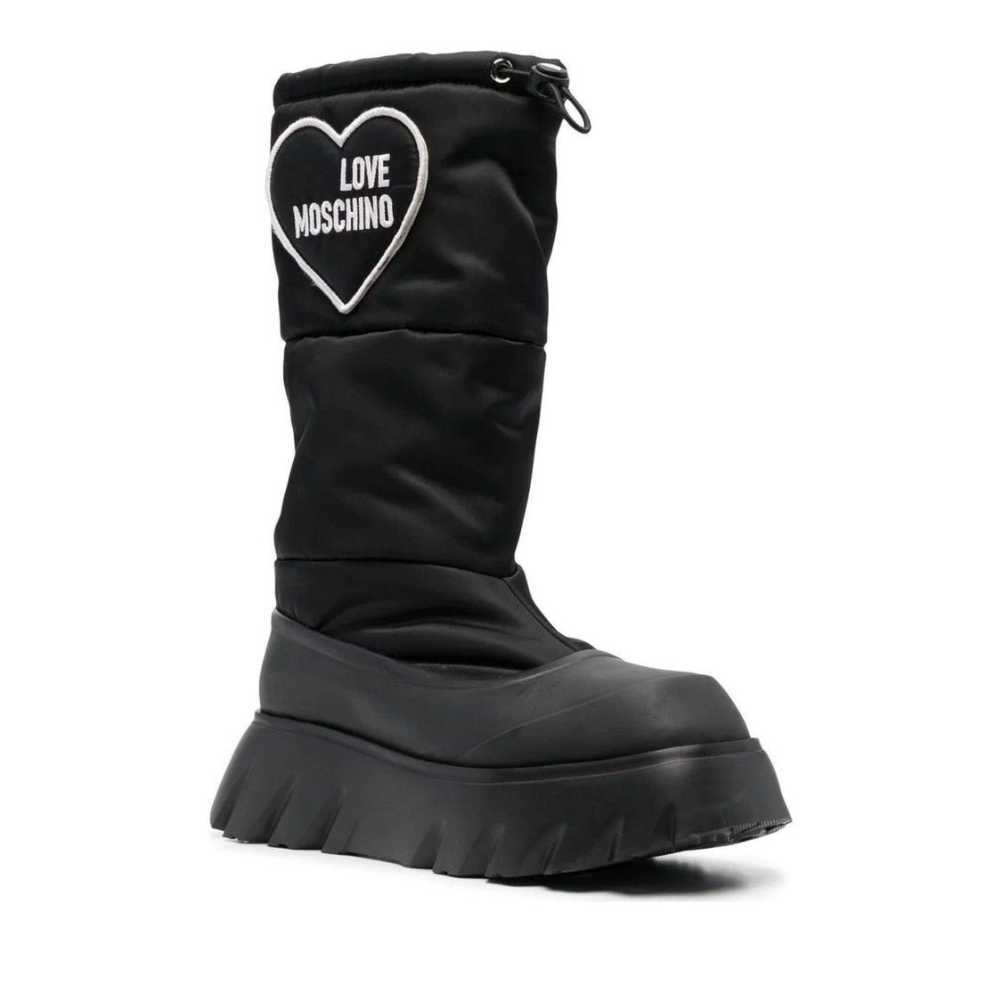 Love Moschino Black Cotton Drawstring Closure Boots