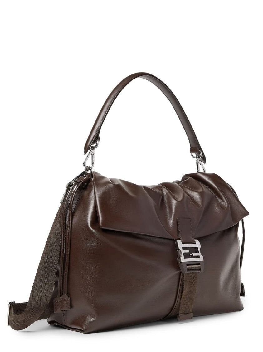 Fendi Brown Leather Flux Shoulder Bag