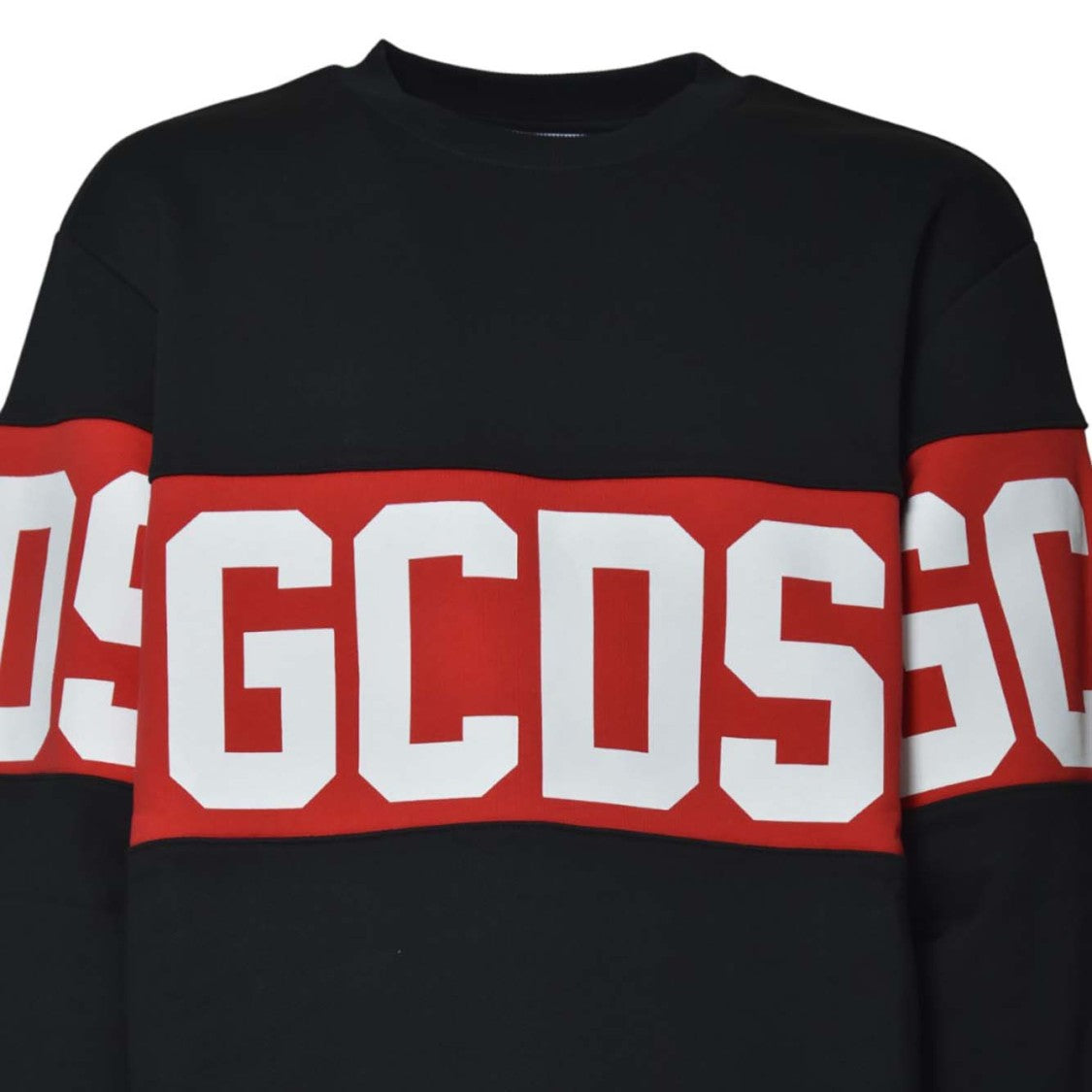 Gcds Black Sweater With Bold Red Band And Block Letters