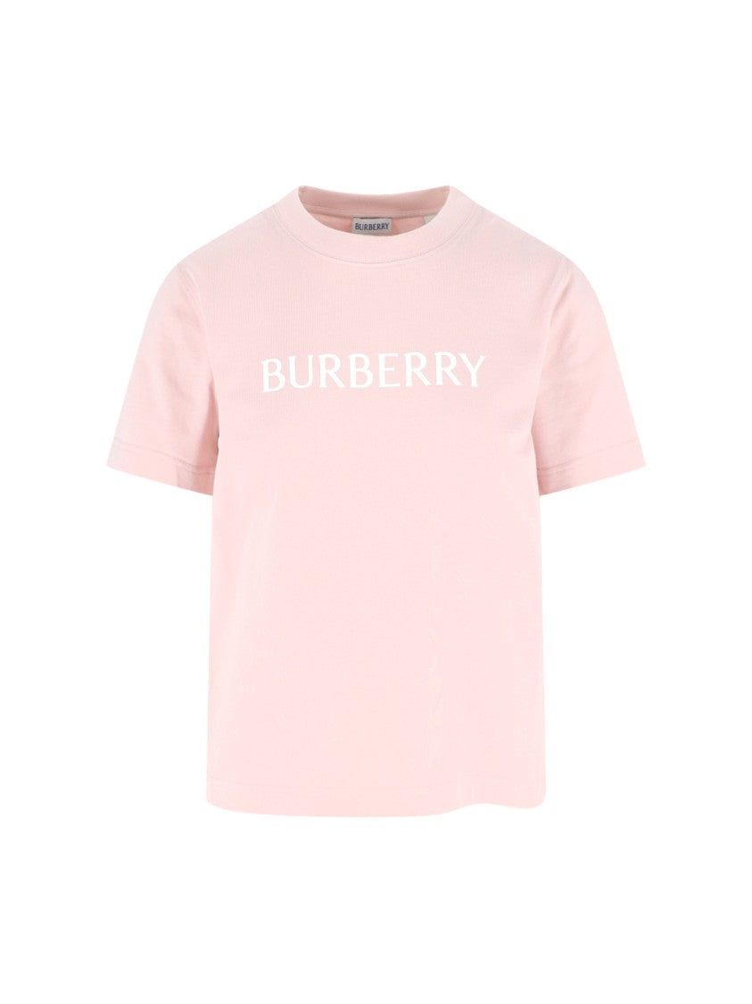 Burberry T-Shirt In Pink Cotton, Crew Neck, Short Sleeves