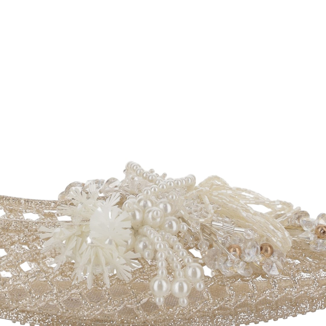 Heavenly Jelly Transparent Mesh Ballerina Flats With Pearl Embellishments