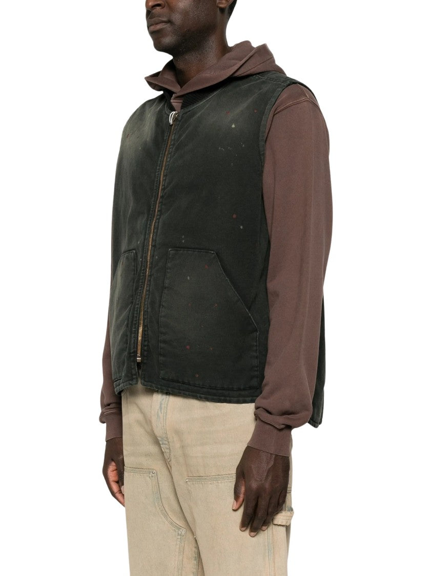Maison Margiela Boxy Cropped Sleeveless Gilet With Ribbed Collar