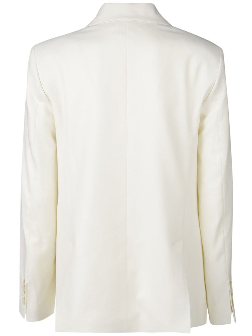 Montedoro White Double-Breasted Structured Tailored Wool Blazer