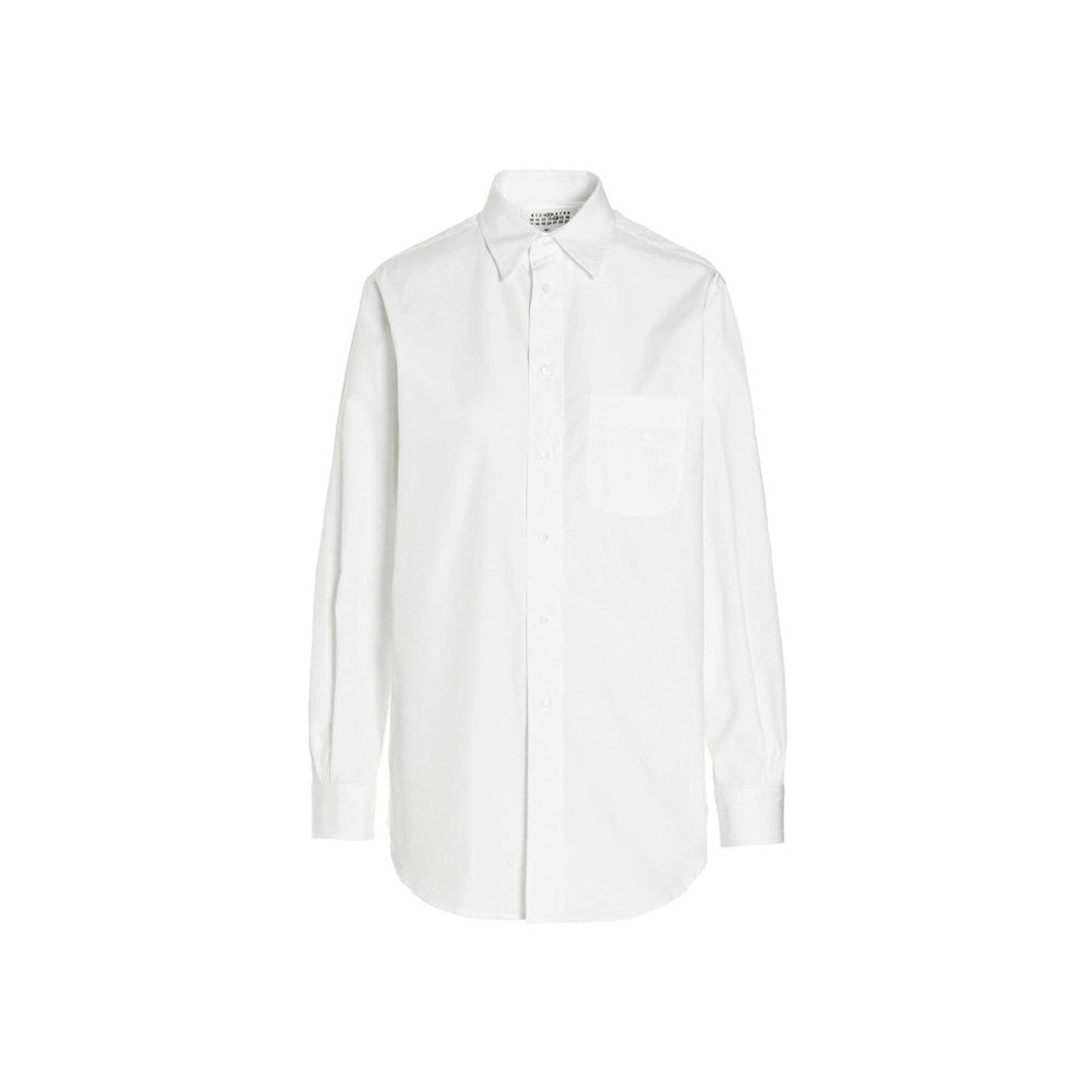 Maison Margiela Long White Poplin Shirt With Curved Hem And Button Closure