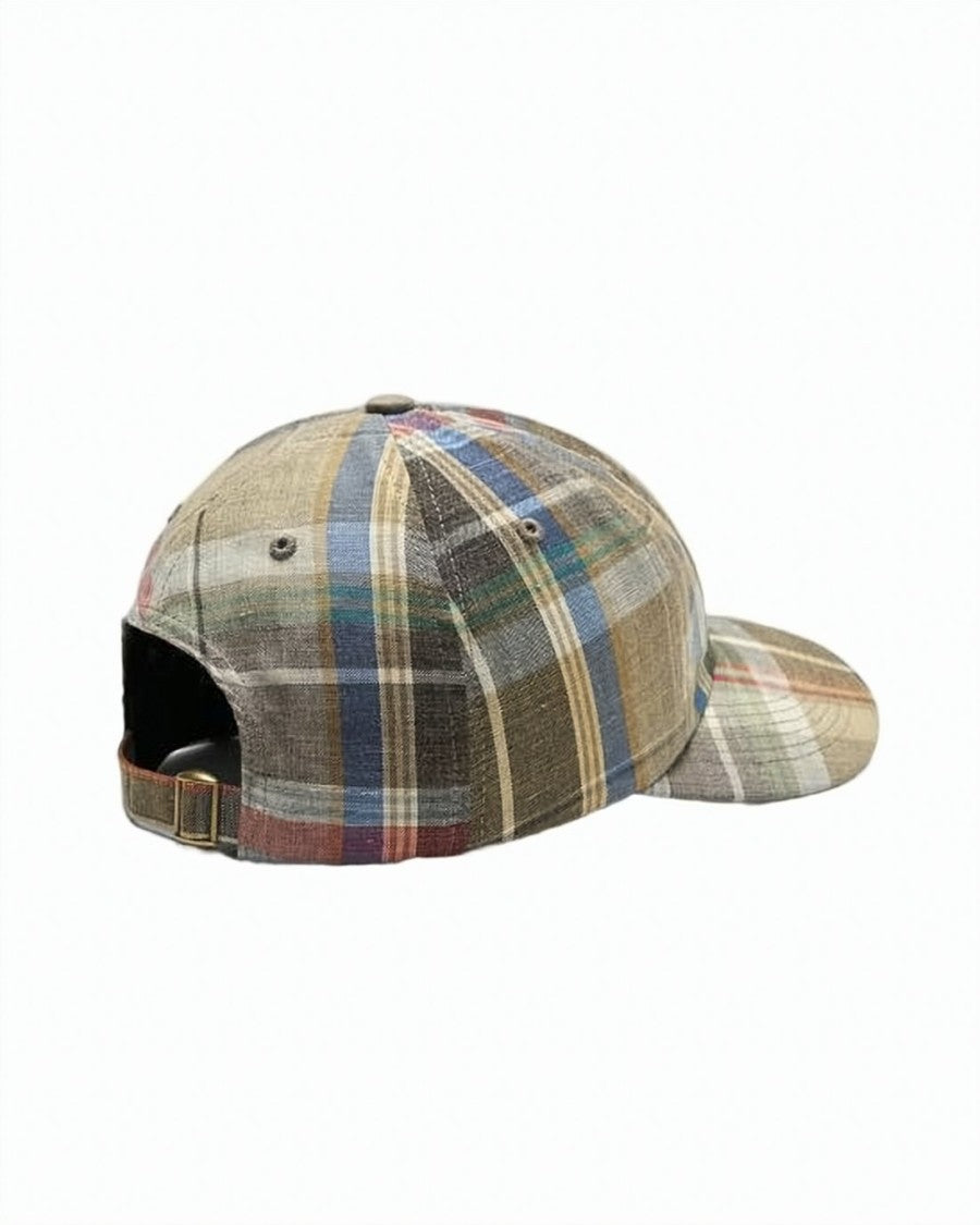 Noah Multi-Colored Plaid Cap With Curved Brim And Embroidered Logo