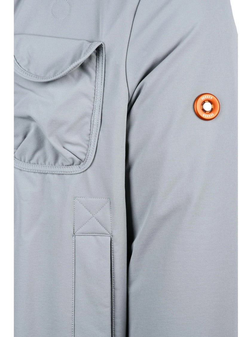 Dekker Quilted Light Grey Hooded Jacket With Functional Design