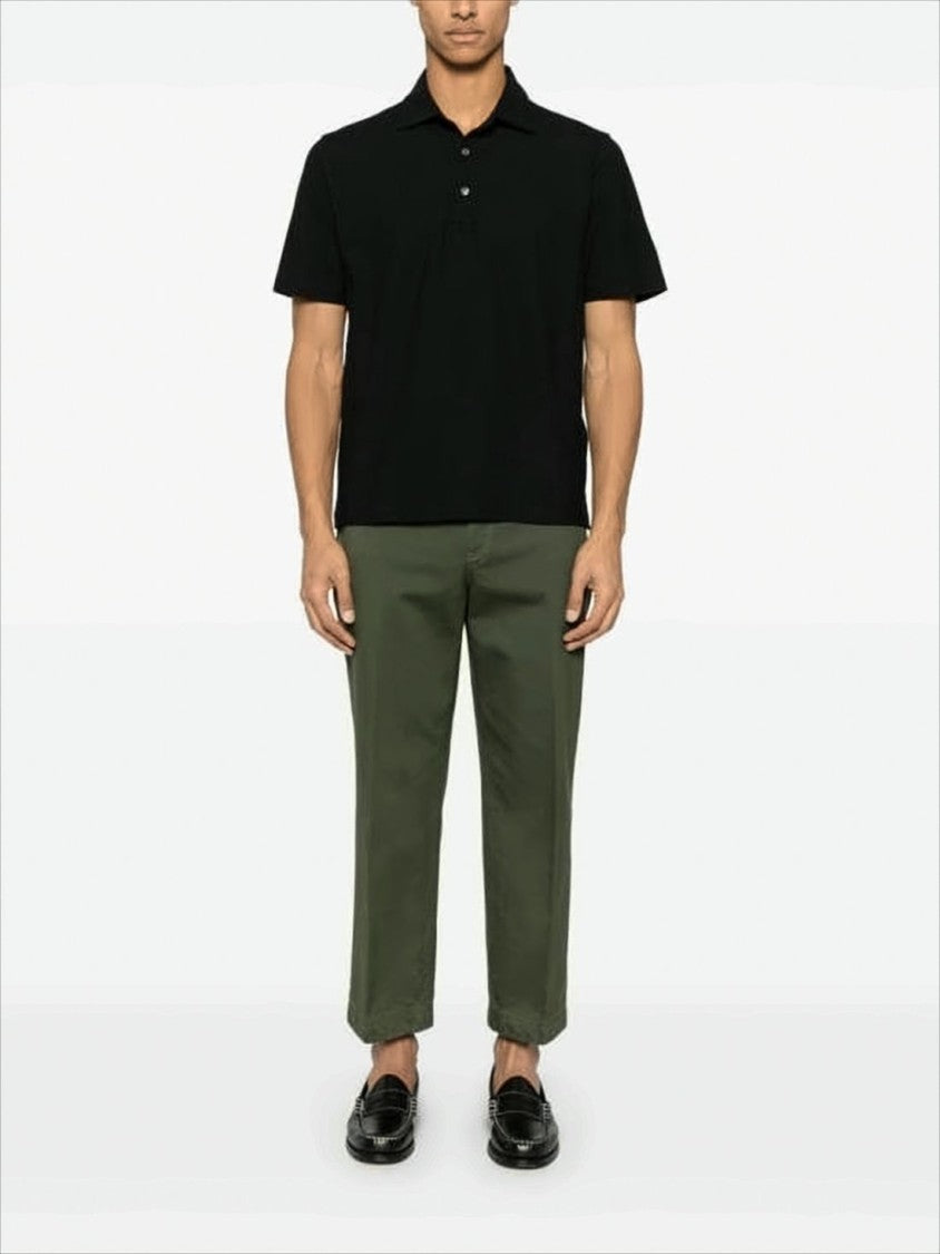 Lardini Black Polo Shirt With Traditional Collar