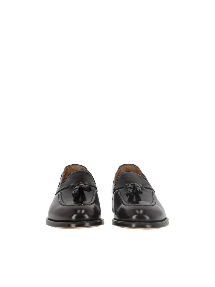 Doucal's Ebony Brown Adler Horsehair Tassel Loafers