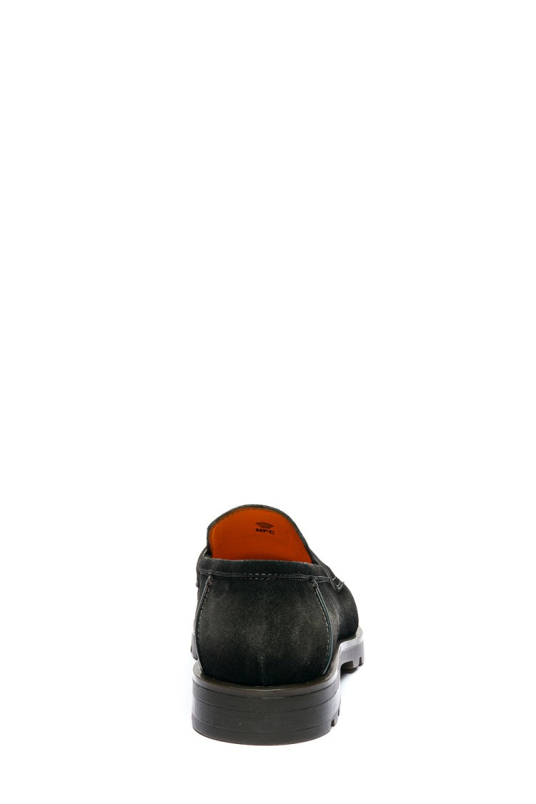 Santoni Suede Moccasins With Rubber Sole
