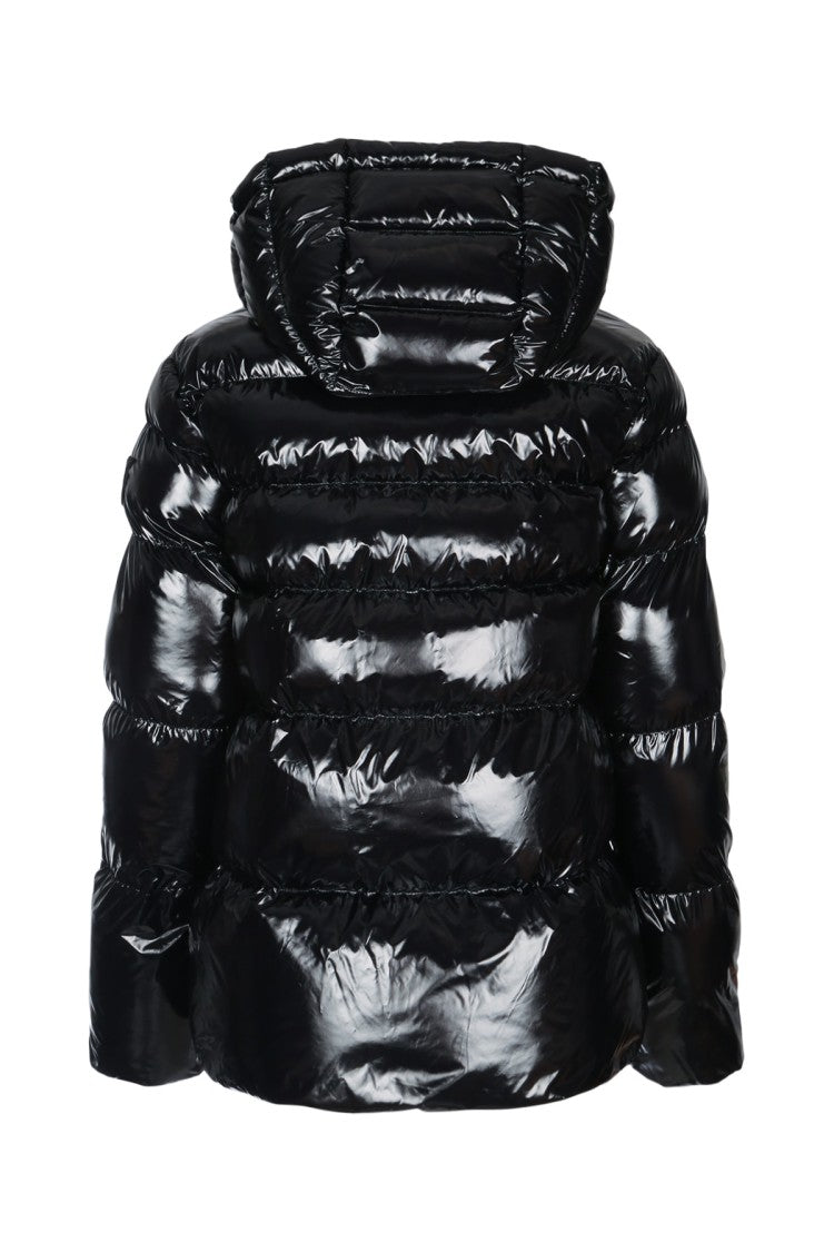 Pinko High-Gloss Black Puffer Jacket With Hood