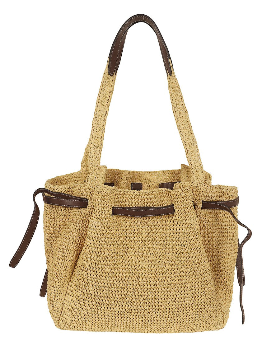 Tory Burch Romy Woven Tote With Paper Raffia And Leather Trim